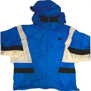Nike Black/White/Cyan 80s‑Style Windbreaker Size L